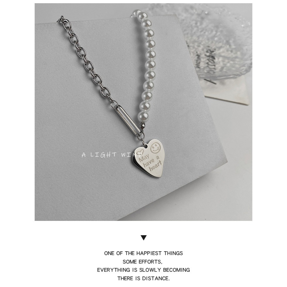 🌈BEAUTY飾品🌈 FN75-76 在台現貨 真金電鍍14k 螺旋長條簡約鈦鋼項鍊（銀色）/笑臉珍珠愛心鈦鋼項鍊（-規格圖9