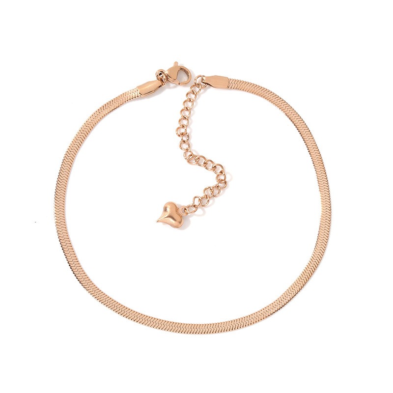 🌈BEAUTY飾品🌈 FF15-16 在台現貨 真金電鍍14k 心電心愛心鈦鋼腳鍊（玫瑰金）/簡約冷淡風愛心鈦鋼腳鍊-規格圖10