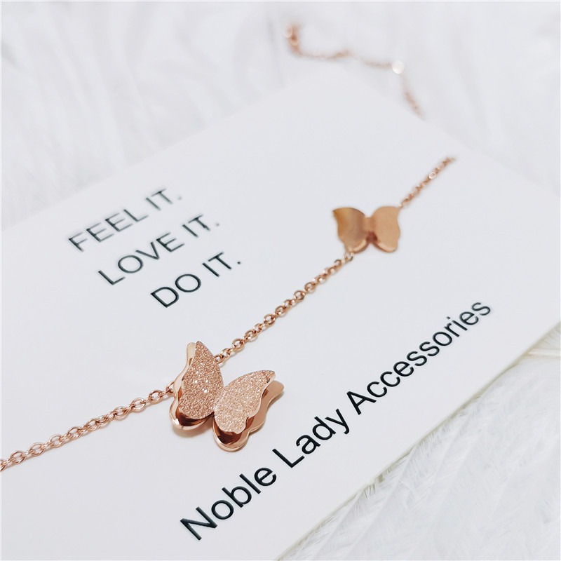 🌈BEAUTY飾品🌈 FF17-18 在台現貨 真金電鍍14k 紅色愛心鈦鋼腳鍊（玫瑰金）/磨砂蝴蝶鈦鋼腳鍊（玫瑰金-規格圖8