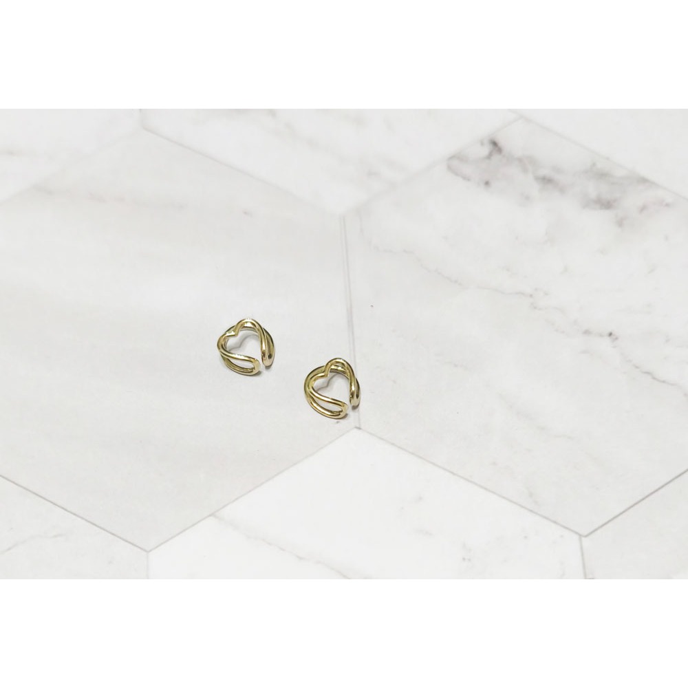 🌈BEAUTY飾品🌈 SYE22-23 在台現貨 真金電鍍18k 甜美愛心耳夾(一對）金/微鑲鑽多環耳骨夾（單支金）-細節圖4