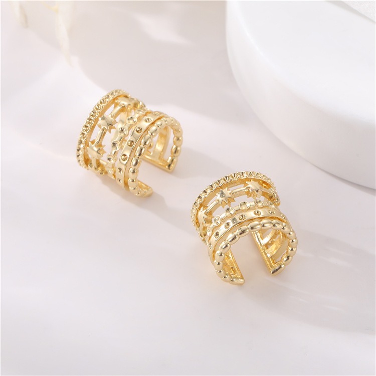 🌈BEAUTY飾品🌈 SYE22-23 在台現貨 真金電鍍18k 甜美愛心耳夾(一對）金/微鑲鑽多環耳骨夾（單支金）-細節圖6