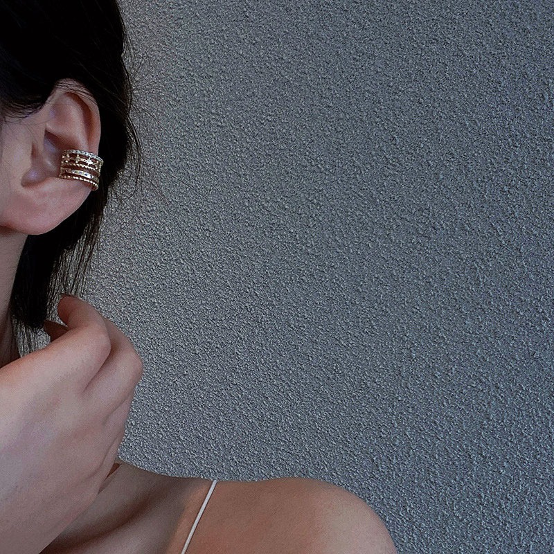 🌈BEAUTY飾品🌈 SYE22-23 在台現貨 真金電鍍18k 甜美愛心耳夾(一對）金/微鑲鑽多環耳骨夾（單支金）-細節圖7