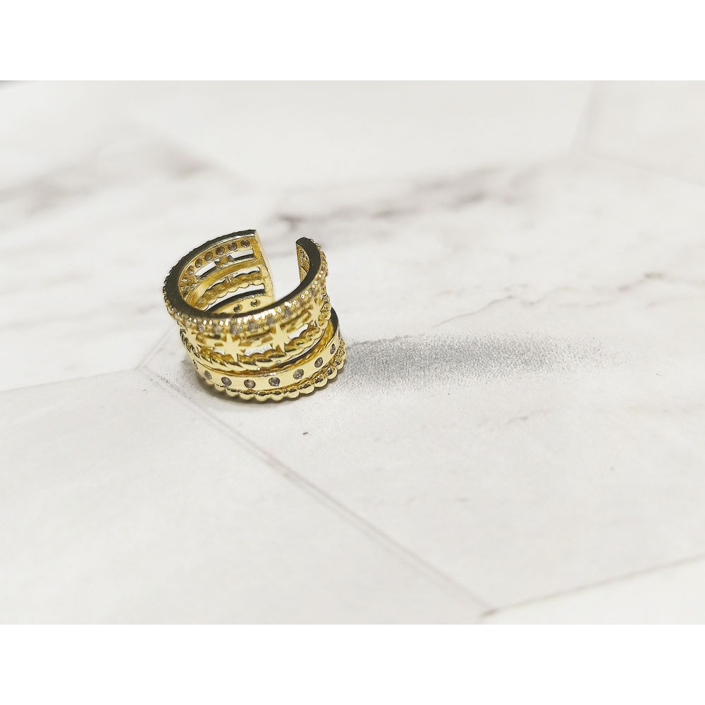 🌈BEAUTY飾品🌈 SYE22-23 在台現貨 真金電鍍18k 甜美愛心耳夾(一對）金/微鑲鑽多環耳骨夾（單支金）-規格圖9