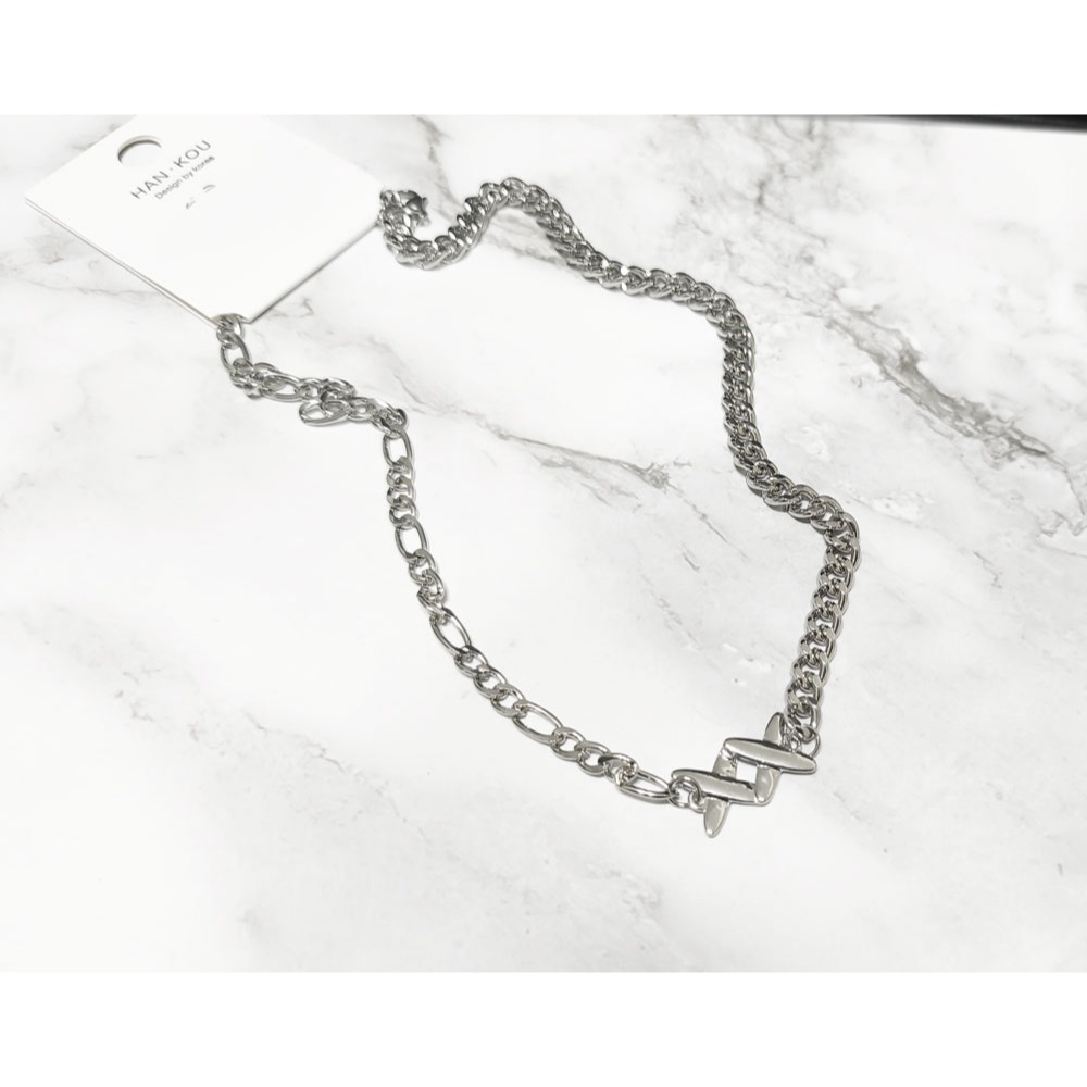 🌈BEAUTY飾品🌈 SYN01-02 在台現貨 真金電鍍18k 中性風XX嘻哈鈦鋼項鍊/十字架氣質雙層鈦鋼項鍊-細節圖2