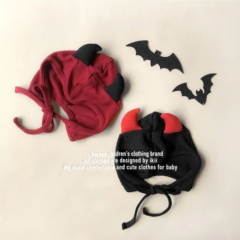 韓版•ᴥ•/萬聖節/寶寶蝙蝠惡魔造型長袖包屁衣+帽子 2色🦇童裝-細節圖4