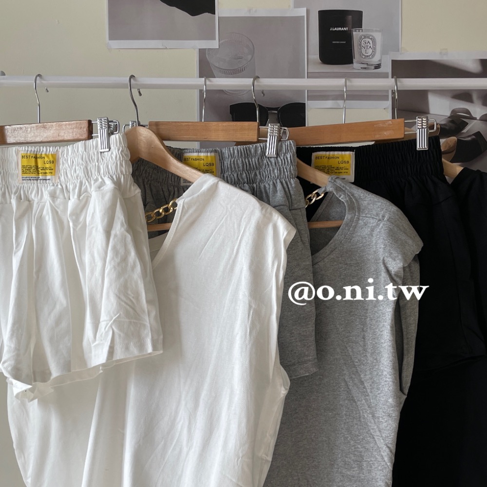 【o.ni.tw-現貨+預購#0042】休閒款無袖上衣套裝 上衣+短褲 日韓同步上架-細節圖4