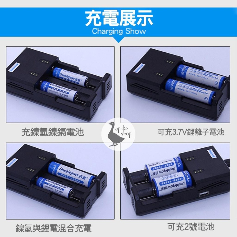 【阿婆K鵝】新款 2入 雙槽 1.2v 3.7v 萬用電池充電器 鎳氫 充電器 18650 10440 26650 快充-細節圖3