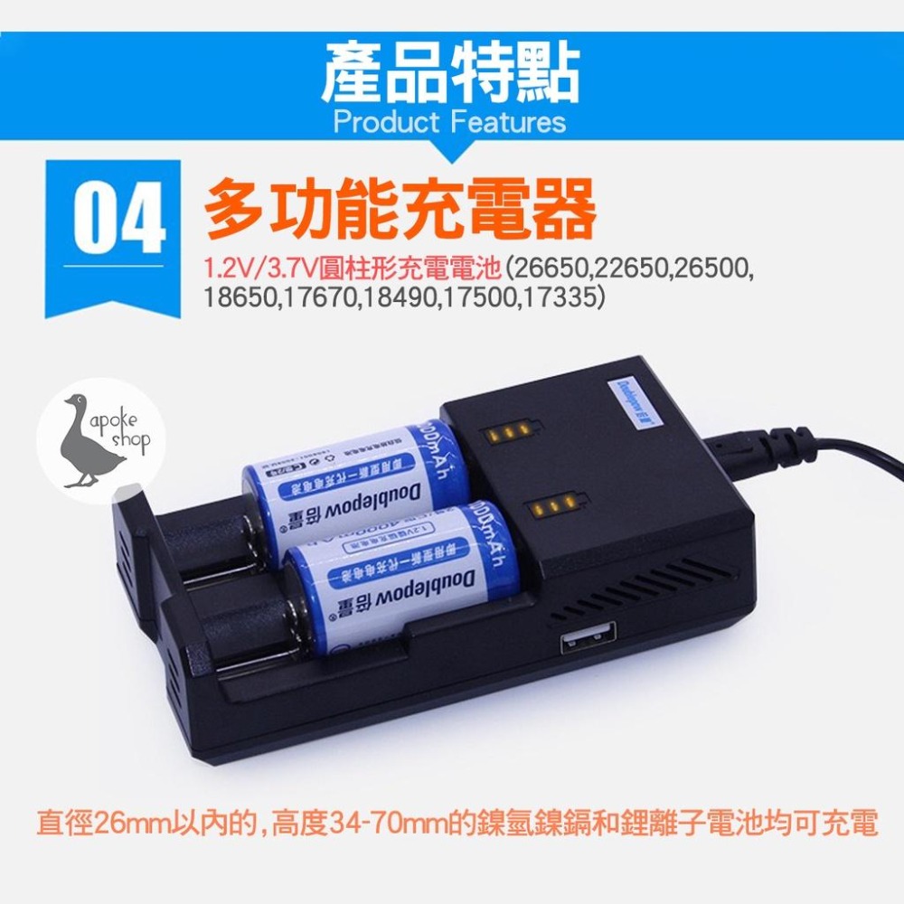 【阿婆K鵝】新款 2入 雙槽 1.2v 3.7v 萬用電池充電器 鎳氫 充電器 18650 10440 26650 快充-細節圖7