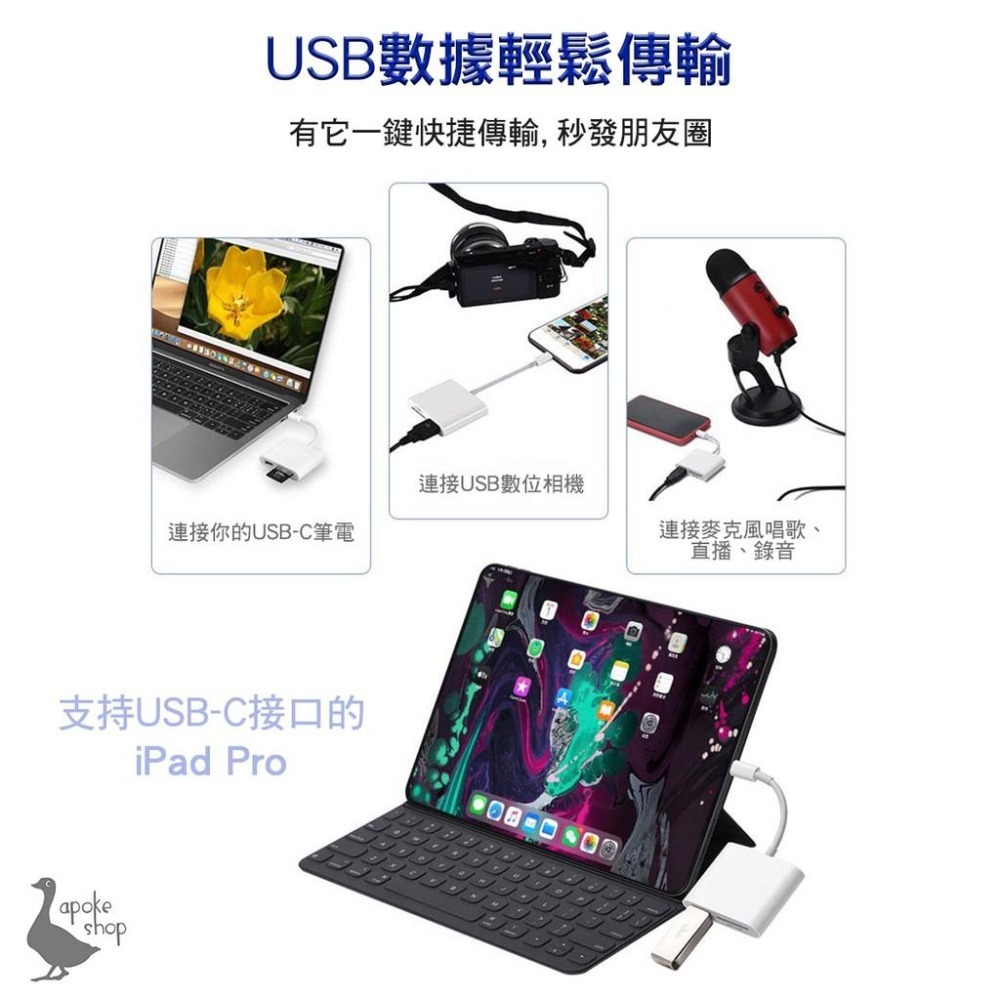 【阿婆K鵝】TypeC 三合一 iPad 安卓 讀卡機 OTG 麥克風 電腦 手機 TF卡 記憶卡 鍵盤 sd卡 隨身碟-細節圖3