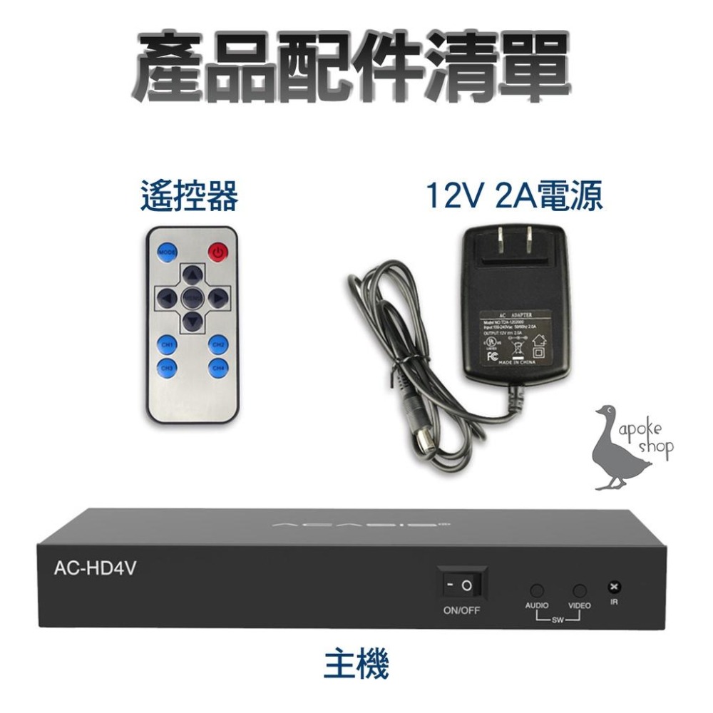 【阿婆K鵝】ACASIS 現貨 HDMI分屏器 顯示器 四進一出 紅外線控制 1080P 分屏器 分頻器 分配器 切換器-細節圖2