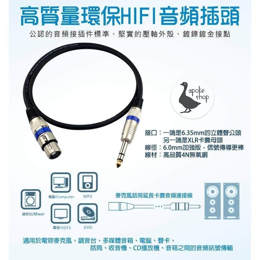 【阿婆K鵝】高品質1m 3m 5m長 XLR接頭 6.5mm 卡農線 麥克風 麥克風線 音頻線 幻象電源 AV線 轉接線-細節圖2