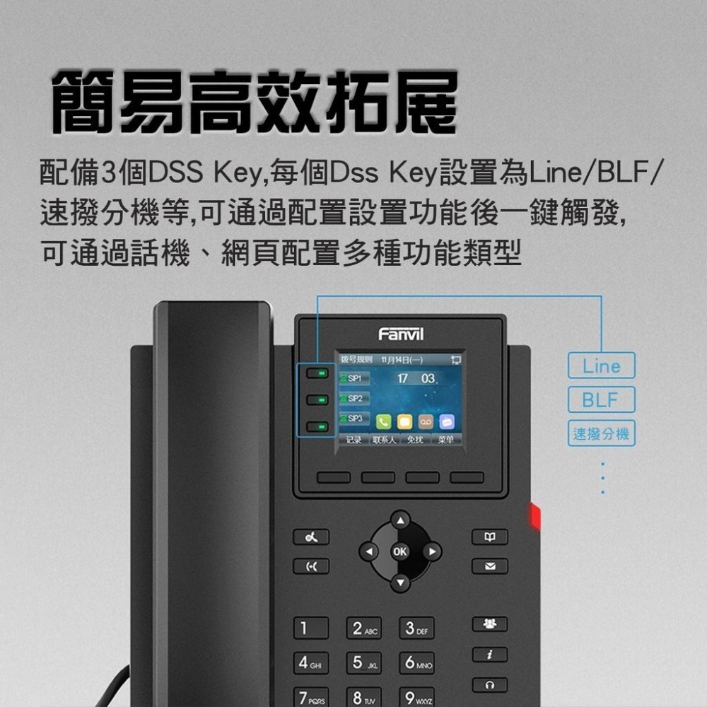 【Fanvil 】高雄 X303P 網路電話 VOIP POE IP Phone SIP X1SP X3SP X1S-細節圖7