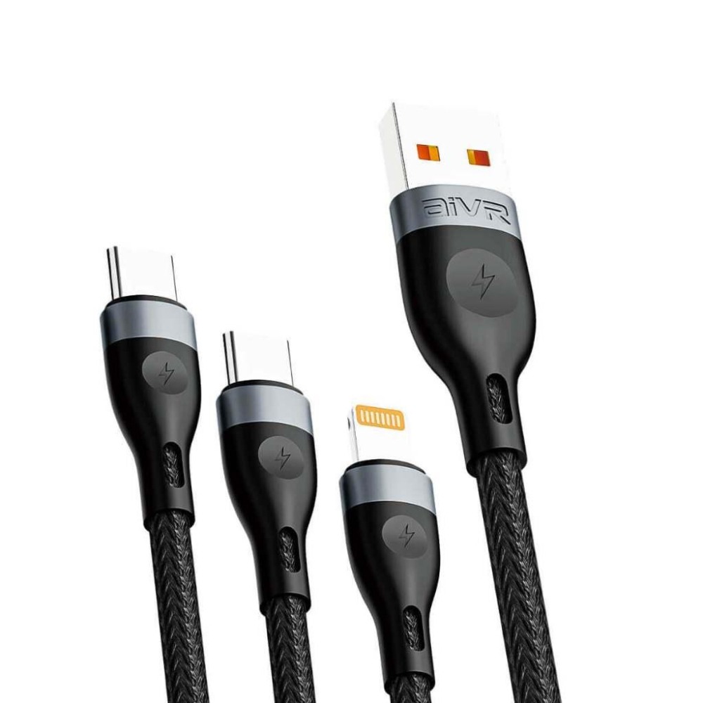 【手機配件】 aiVR 高速 三合一 充電線 Lightning Type-C 快充線 3公尺 K371 傳輸線-細節圖3