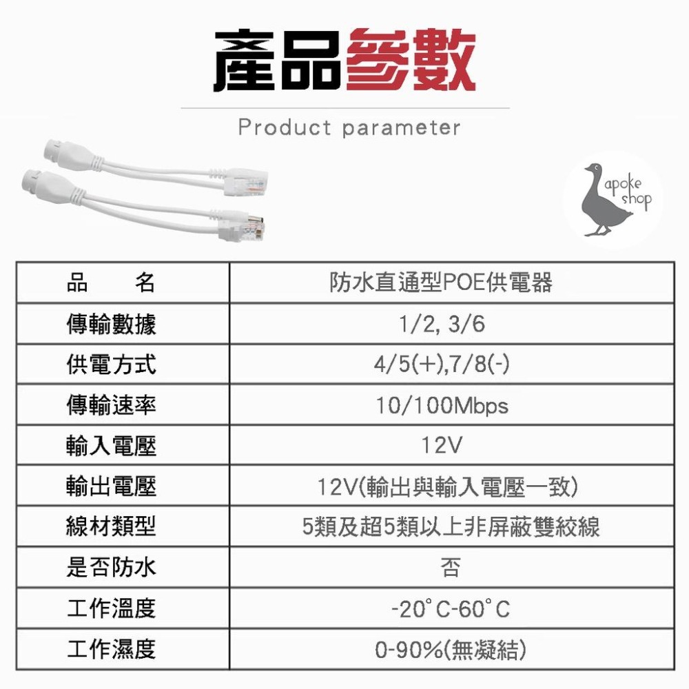 【監控專用】 直通型 POE 供電器 合成器 分離器 非標準型 12V 轉 監視器 攝像頭 監控攝影機 NVR-細節圖3