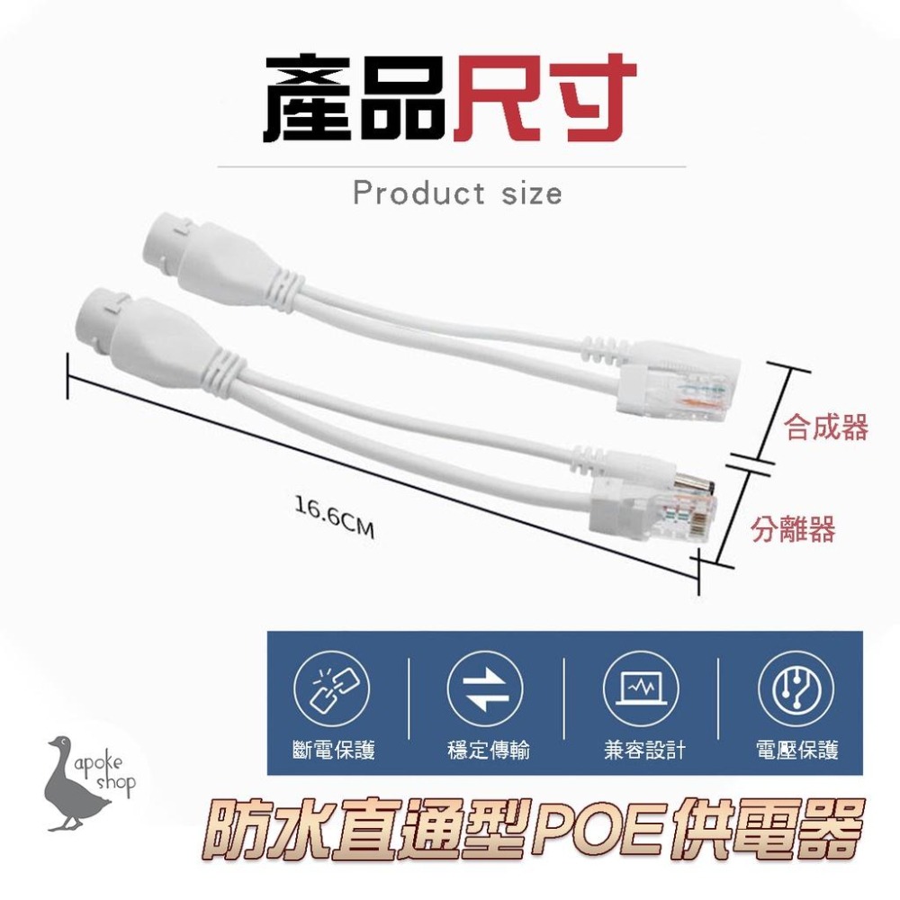 【監控專用】 直通型 POE 供電器 合成器 分離器 非標準型 12V 轉 監視器 攝像頭 監控攝影機 NVR-細節圖9