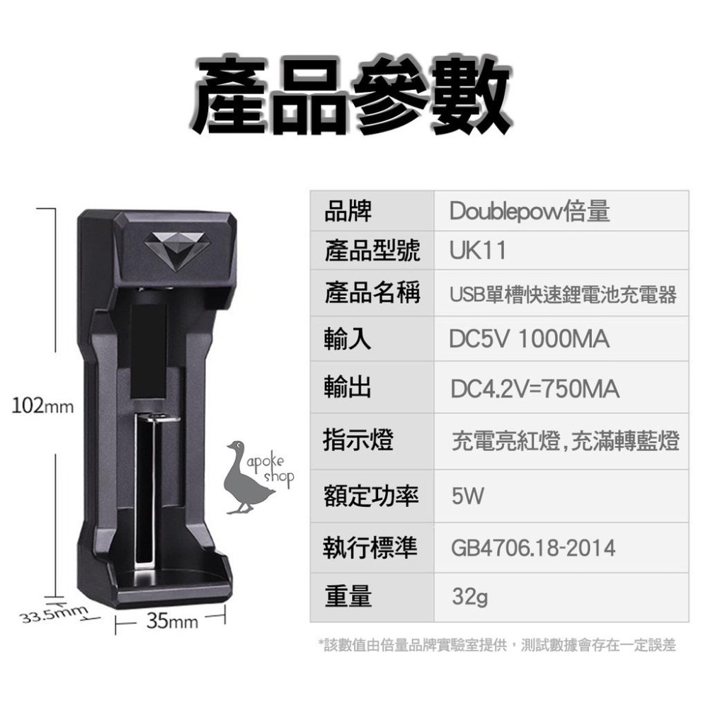 【阿婆K鵝】新款 1入 單槽 usb 電池充電器 3.7v 18650 10440 26650 14500 鋰電池 快充-細節圖2