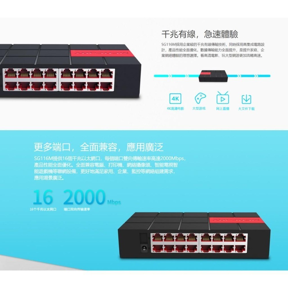 【阿婆K鵝】膠殼 SG116M 交換器16埠 8埠 5埠 5口 8口 16口 1000M Giga SWITCH-細節圖8