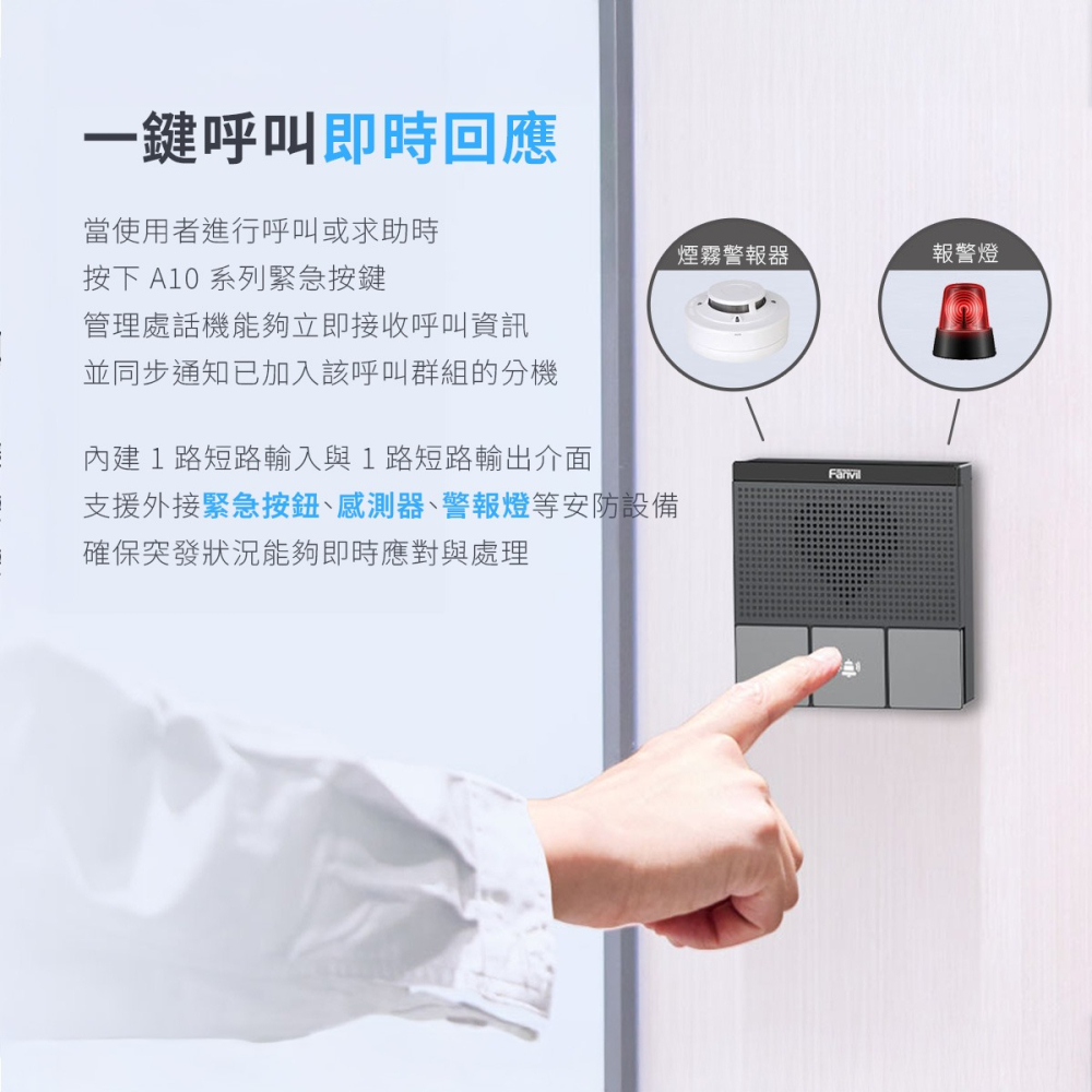 【Fanvil】SIP mini 無線對講門鈴 A10 / A10W 無線電鈴 看護鈴 求救鈴 服務鈴 WiFi-細節圖5