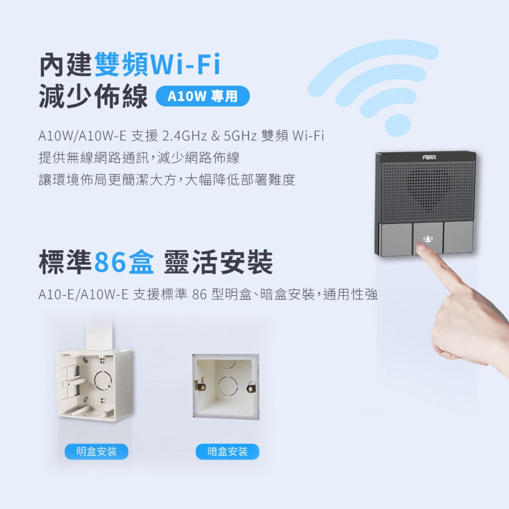 【Fanvil】SIP mini 無線對講門鈴 A10 / A10W 無線電鈴 看護鈴 求救鈴 服務鈴 WiFi-細節圖6