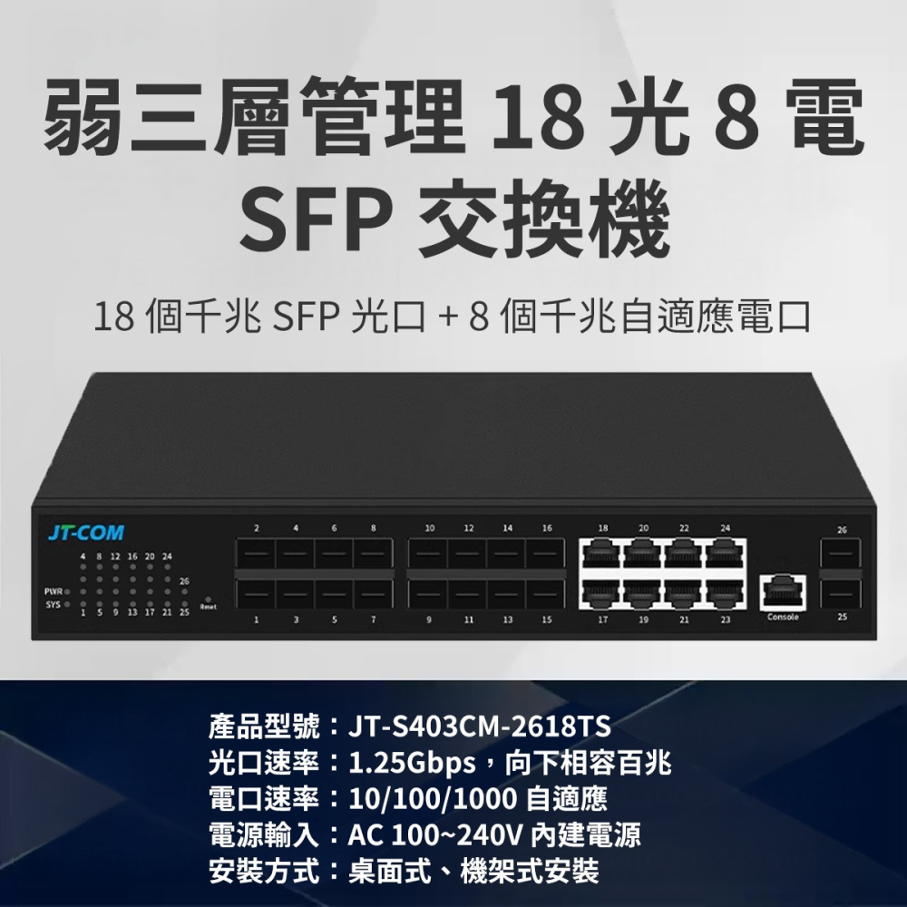 【SPF交換機】光纖交換機 三層管理 18光8電交換機 網路交換器 路由器 交換機 光纖收發器 光端機 SFP 連接器-細節圖6