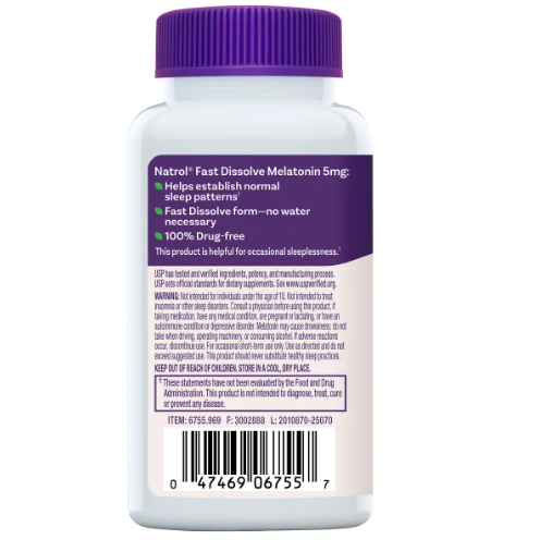 Natrol 退黑激素5mg 250顆速溶錠，效期 2028/02-細節圖2