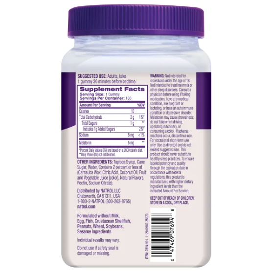 Natrol Melatonin 5 mg., 180 gummy (2027/07) 退黑激素軟糖-細節圖4