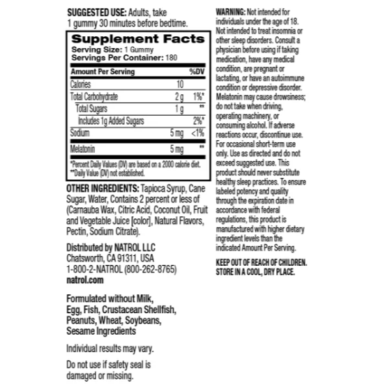 Natrol Melatonin 5 mg., 180 gummy (2027/07) 退黑激素軟糖-細節圖5