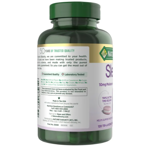 Nature＇s Bounty Sleep3 10 mg. Melatonin, 120 Tablets 2027/07-細節圖3