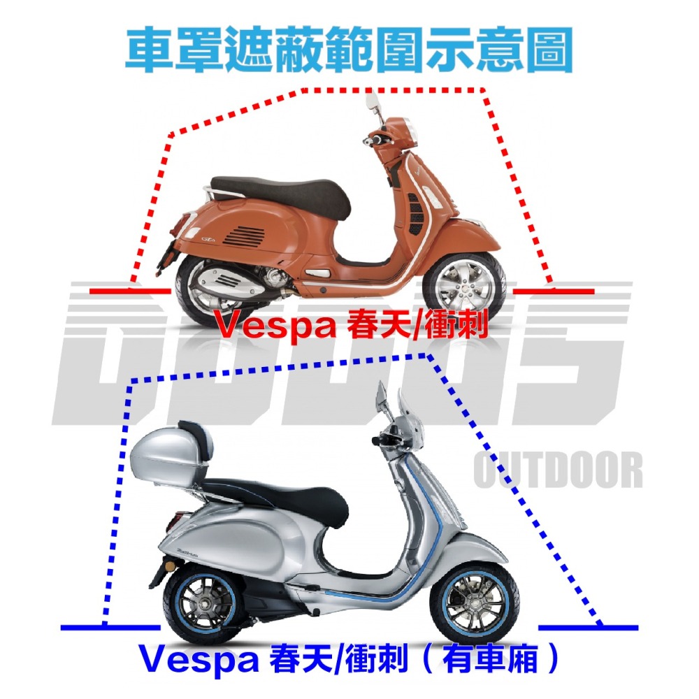 210D 牛津布 全車罩 防曬 機車車套 摩托車車罩 電動機車車罩 Vespa專用機車車罩 125-150cc-細節圖2