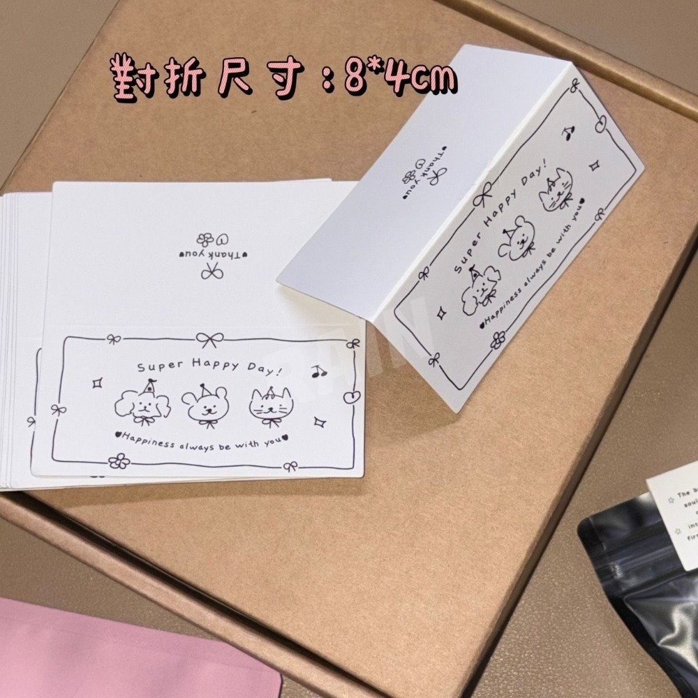 ♡rain迷你小舖♡現貨 快速出貨 ins蝴蝶結白色卡頭 8公分 8*8cm 卡頭 材料 出卡 小卡包材標籤簡約插畫風-細節圖3