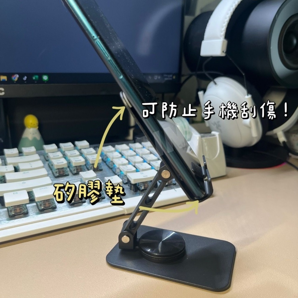 ♡rain迷你小舖♡現貨 快速出貨 摺疊手機架 可旋轉 手機 平板 手機支架 收納 金屬 攜帶方便 多功能 追劇懶人支架-細節圖4