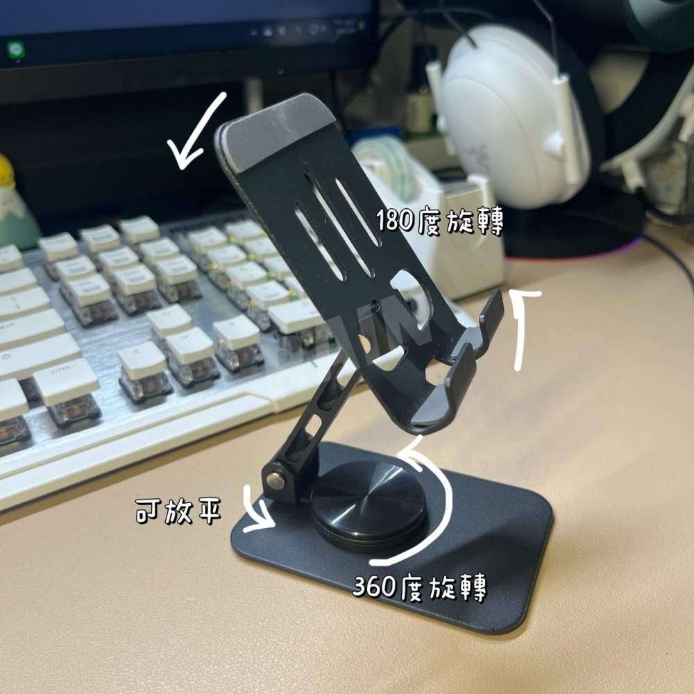 ♡rain迷你小舖♡現貨 快速出貨 摺疊手機架 可旋轉 手機 平板 手機支架 收納 金屬 攜帶方便 多功能 追劇懶人支架-細節圖5