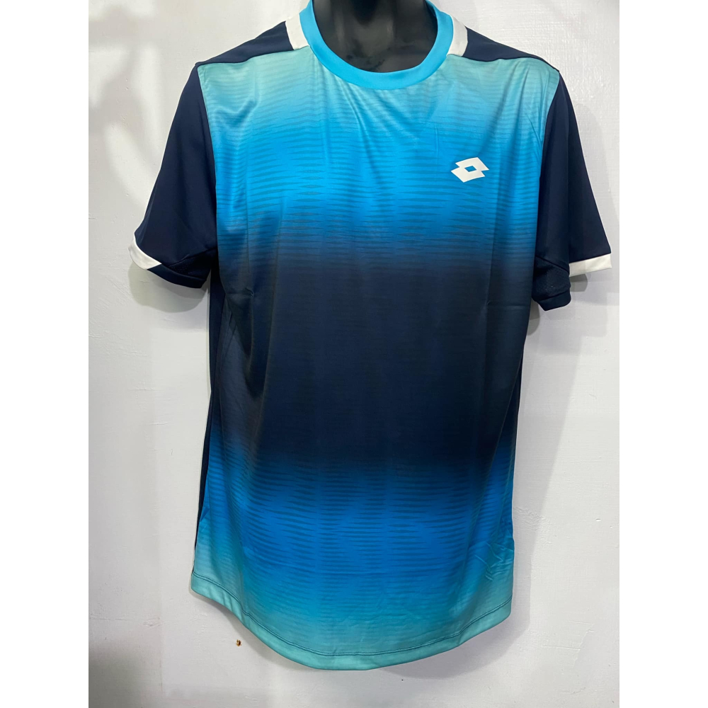 金英鞋坊2館 義大利第一品牌LOTTO 男原廠進口專業網球T-SHIRT（吸排）2173423-藍 超低特價290元-細節圖2