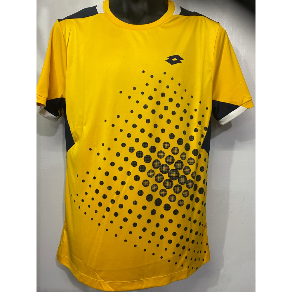 金英鞋坊2館 義大利第一品牌LOTTO 男原廠進口專業網球T-SHIRT（吸排）2173407-黃 超低特價290元-細節圖2