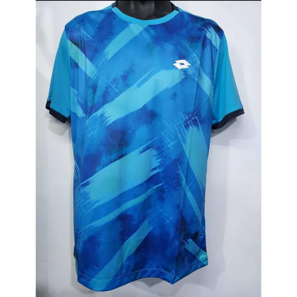 金英鞋坊2館 義大利第一品牌LOTTO 男原廠進口專業網球T-SHIRT（吸排）2154507-藍 超低特價290元-細節圖2