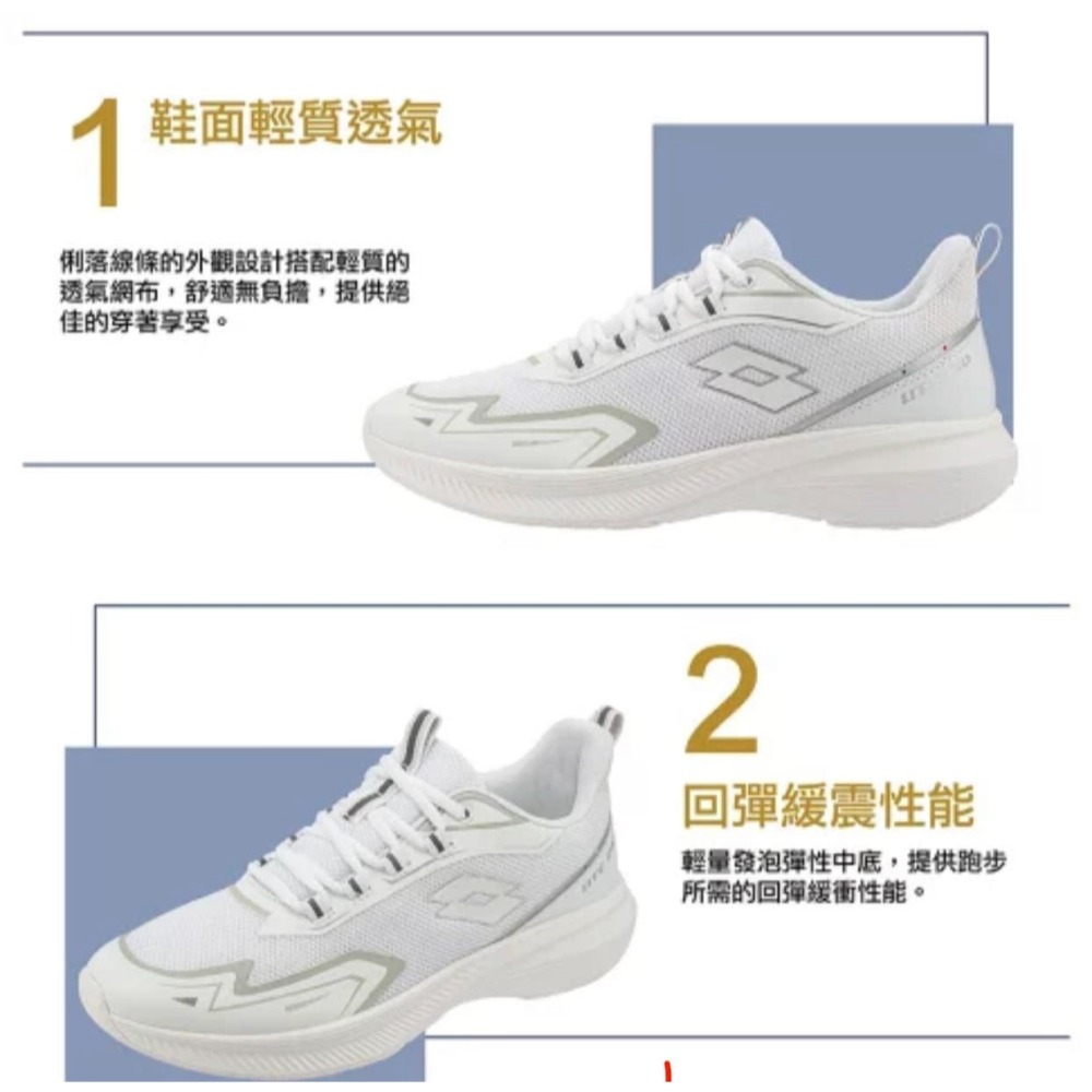 金英鞋坊2館 LOTTO樂得-義大利第一品牌 男款氫雷 LITE210 輕量跑鞋 6059-白 超低直購價690元-細節圖3