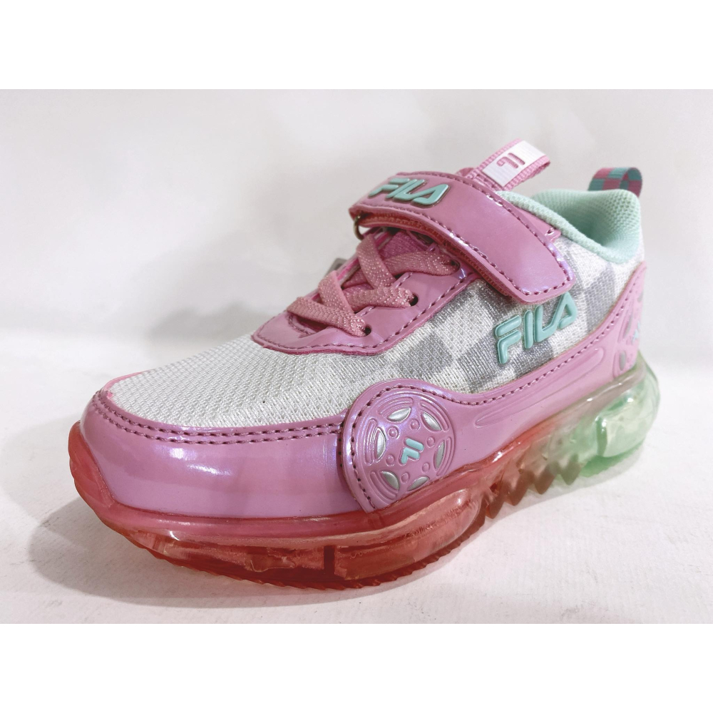 金英鞋坊2館  FILA 女童 抗菌防臭霓虹電燈機能運動鞋(康特杯) 7-J453W-153-粉 超低直購價750元-細節圖2