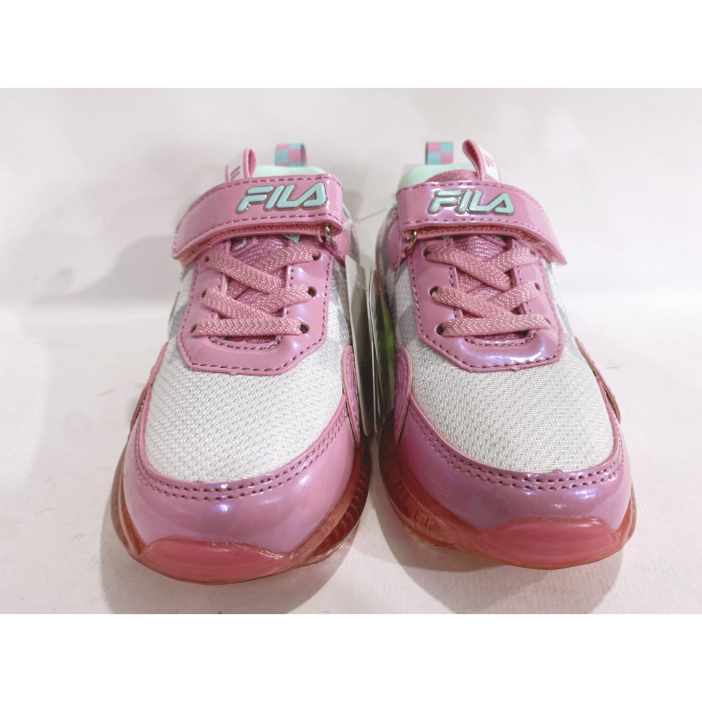 金英鞋坊2館  FILA 女童 抗菌防臭霓虹電燈機能運動鞋(康特杯) 7-J453W-153-粉 超低直購價750元-細節圖4