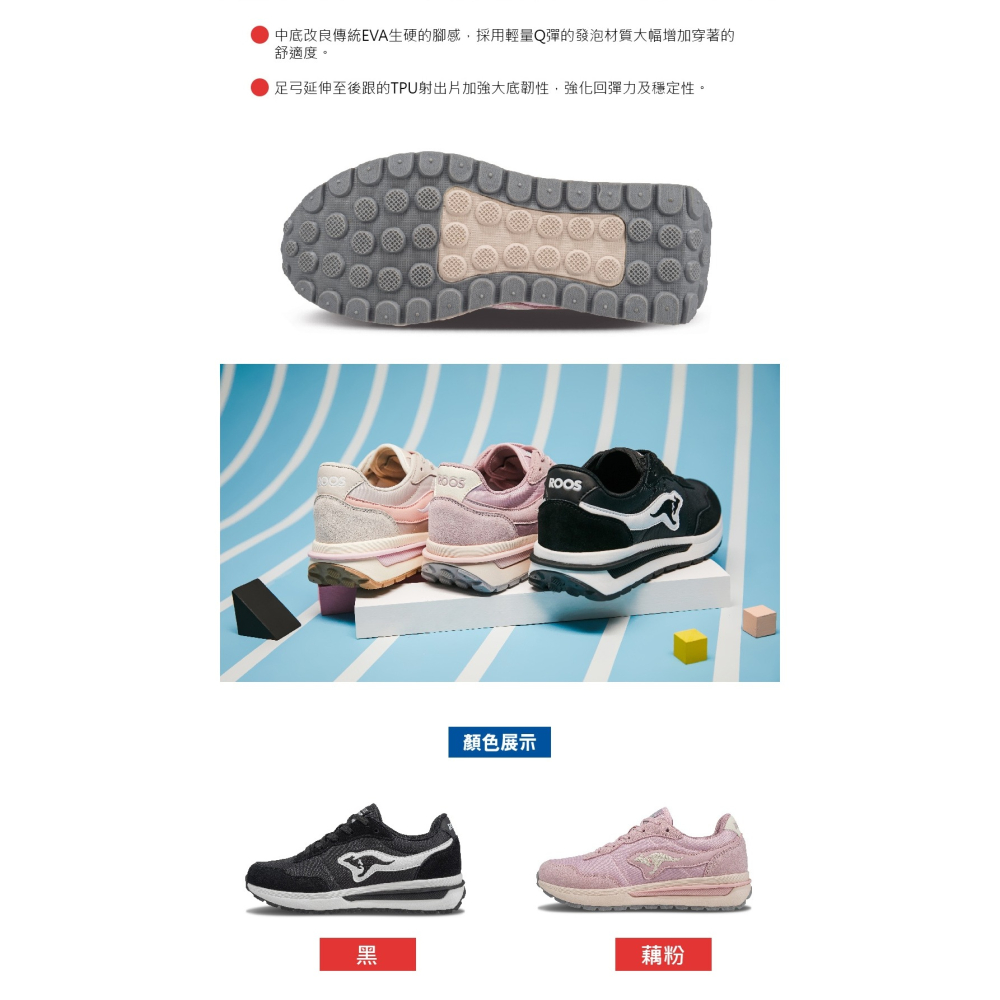 金英鞋坊2館 KangaROOS 女款INVADER86輕量拼接復古慢跑鞋 21323-粉 超低直購價890元-細節圖8