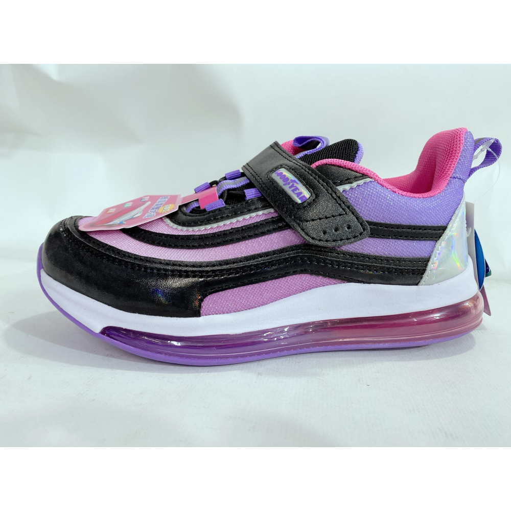 金英鞋坊2館  GOODYEAR 固特異 童款幻夢甜心全掌氣墊緩震運動鞋 28737-黑紫 超低直購價490元-細節圖2