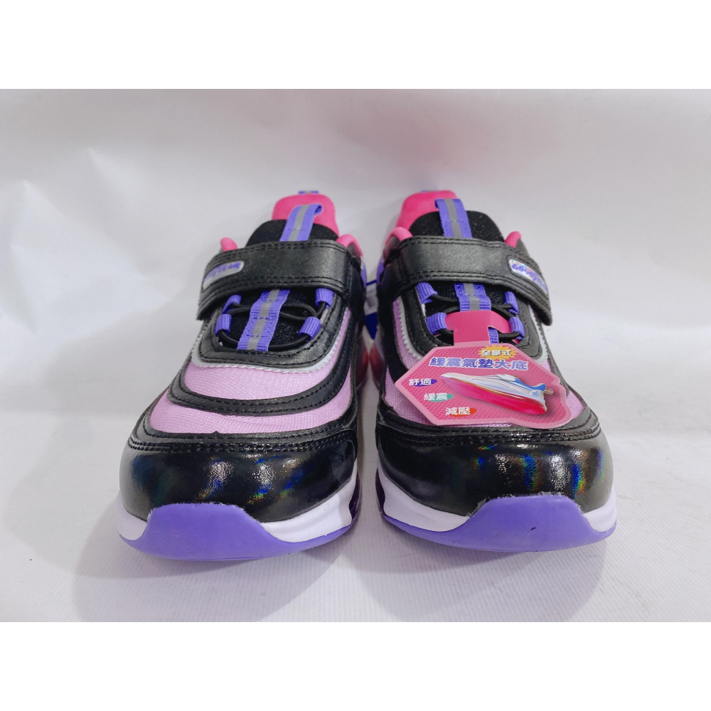 金英鞋坊2館  GOODYEAR 固特異 童款幻夢甜心全掌氣墊緩震運動鞋 28737-黑紫 超低直購價490元-細節圖4