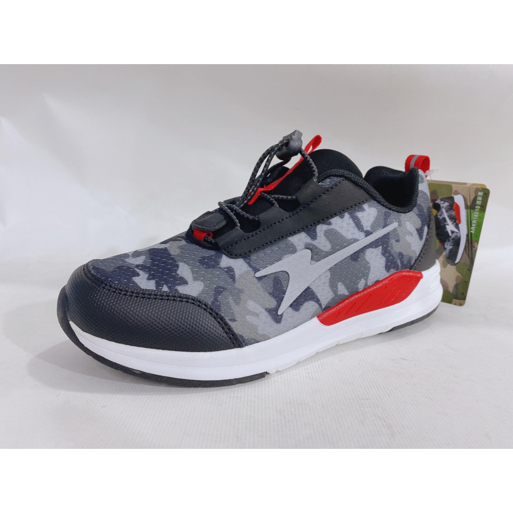 金英鞋坊2館 ARNOR阿諾 童款小探險家便利扣輕量舒適運動鞋 18010-迷彩黑 超低直購價390元-細節圖3