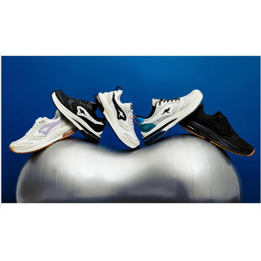 金英鞋坊2館 KangaROOS美國袋鼠鞋 女CAPSULE太空氣墊跑鞋 31761-米黑 超低特賣1380元-細節圖10