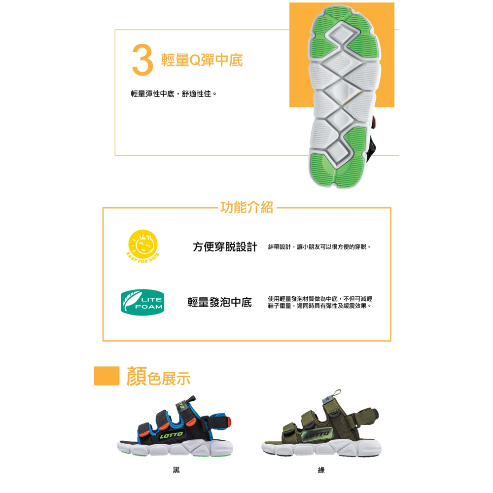 金英鞋坊2館 LOTTO樂得-義大利第一品牌 童款時尚織帶涼鞋 3310-黑 超低直購價290元-細節圖10