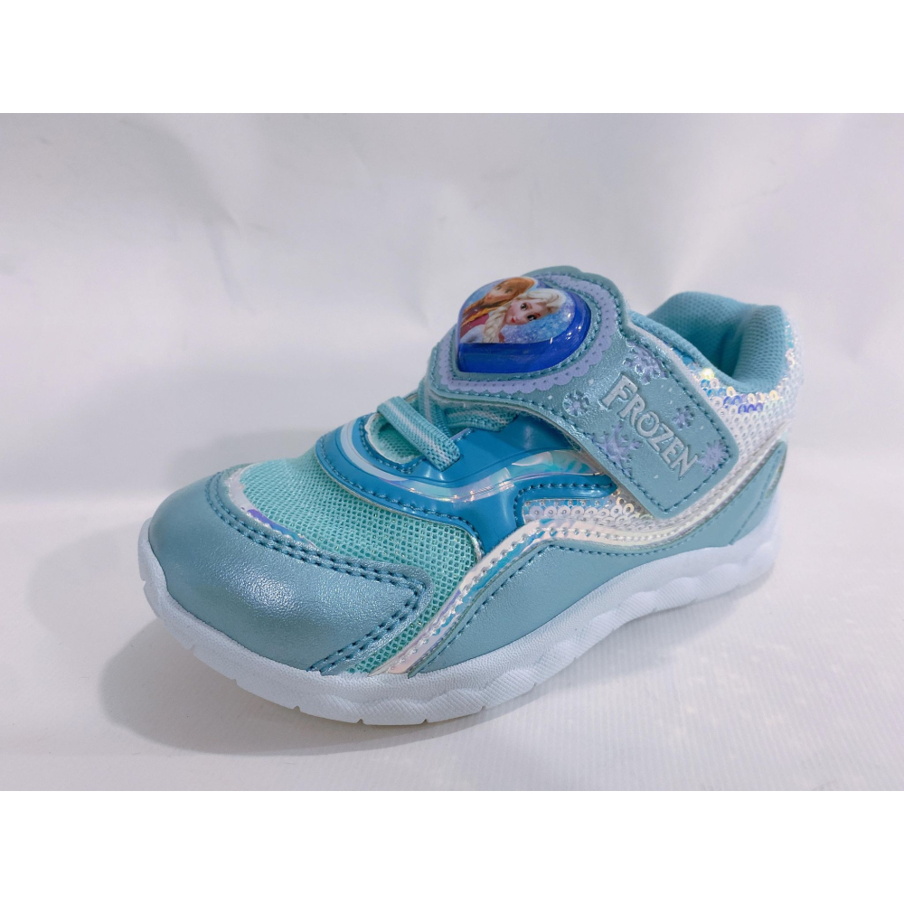 金英鞋坊2館  FROZEN II冰雪奇緣 冰雪女王 童款電燈休閒運動鞋15026-水藍 台灣製造超低直購價390元-細節圖2