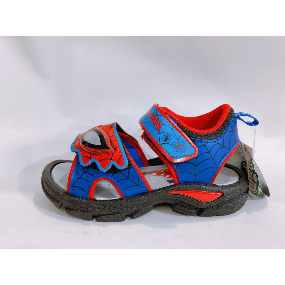 金英鞋坊2館 MARVEL 蜘蛛人 童鞋男童電燈運動涼鞋(MIT台灣製造) 11112-藍/紅 超低直購價290元-細節圖4