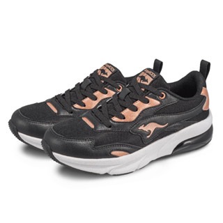 金英鞋坊2館 KangaROOS 美國袋鼠鞋 女款AURA珠光輕量氣墊慢跑鞋 21130-黑金 超低直購價790元-細節圖2