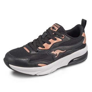 金英鞋坊2館 KangaROOS 美國袋鼠鞋 女款AURA珠光輕量氣墊慢跑鞋 21130-黑金 超低直購價790元-細節圖3