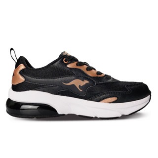 金英鞋坊2館 KangaROOS 美國袋鼠鞋 女款AURA珠光輕量氣墊慢跑鞋 21130-黑金 超低直購價790元-細節圖4