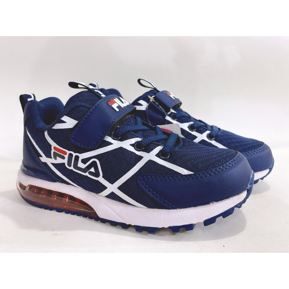 金英鞋坊2館  FILA 男童抗菌防臭機能輕量氣墊慢跑鞋(康特杯)3-J811W-321-藍 超低直購價890元-細節圖2
